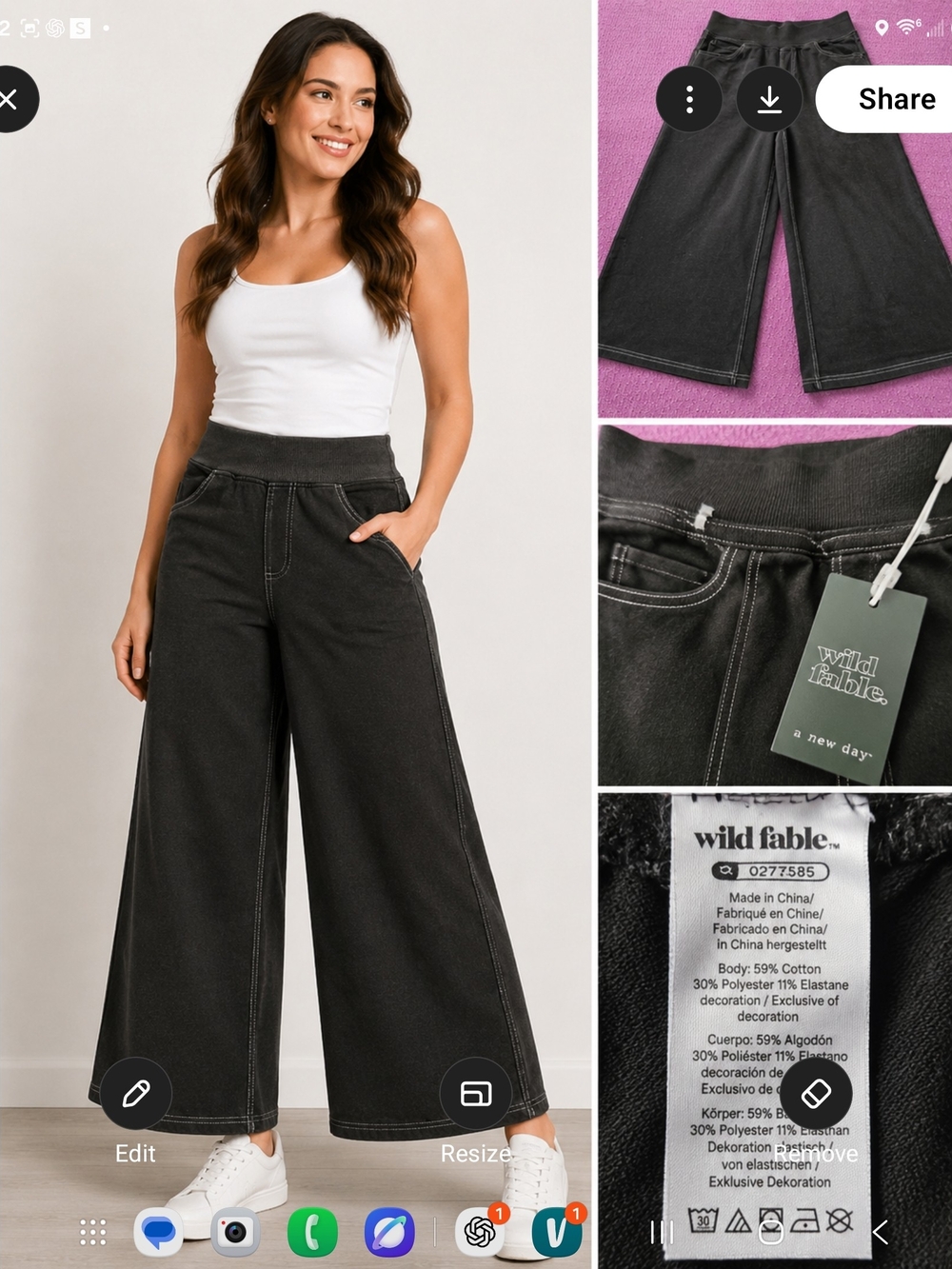 HALARA Black Wide-Leg Pull-On Pants